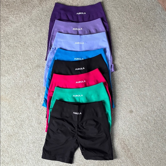 8 Aurola Women’s High-Rise Bike Shorts Black Teal Pink Blue Lt Purp Prpl- M
